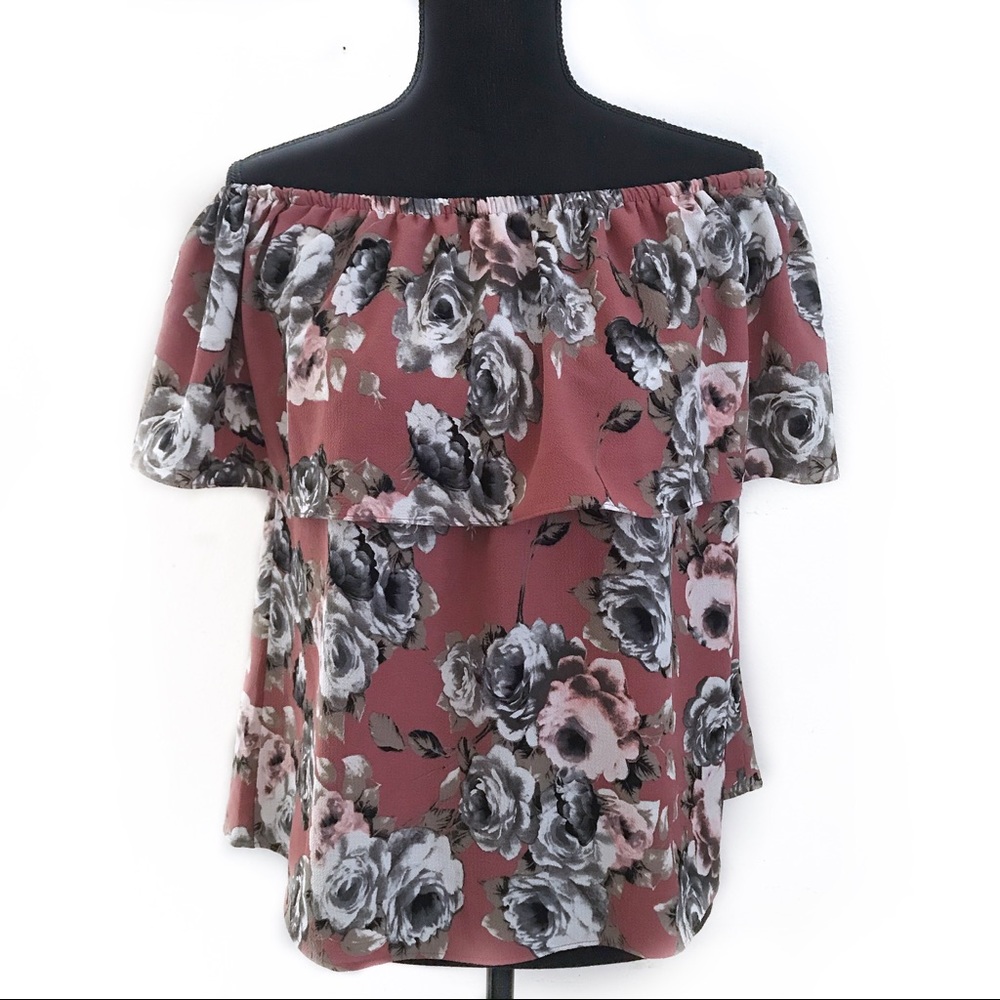 MOA MOA Floral Off-the-Shoulder Top